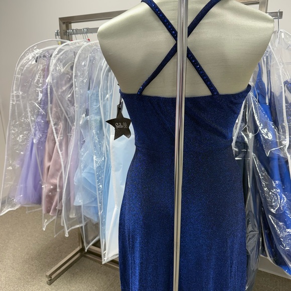 NWT Stella 88 Sleeveless Glitter-Knit Dress Navy Sparkle - Picture 3 of 3